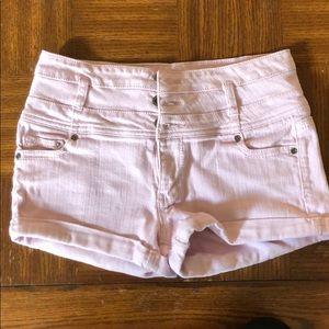 High waisted light purple shorts